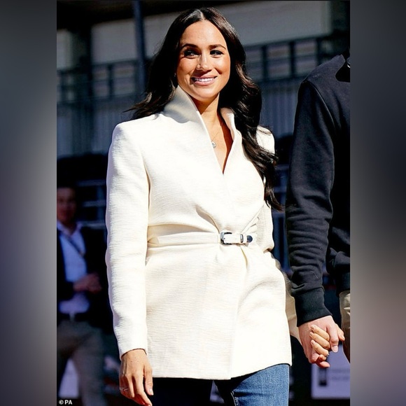 Brandon Maxwell Cream White Belted Jacket ASO Meghan Markle Size US 0 - Picture 4 of 17